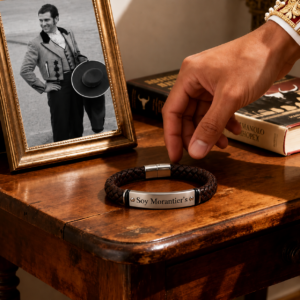 Pulsera artesanal "Soy Morantier's" | Cuero y acero inoxidable