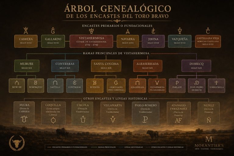 Árbol genealógico de los encastes del toro bravo.